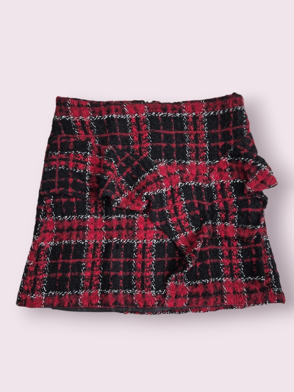 ZARA Plaid Ruffle Mini Skirt